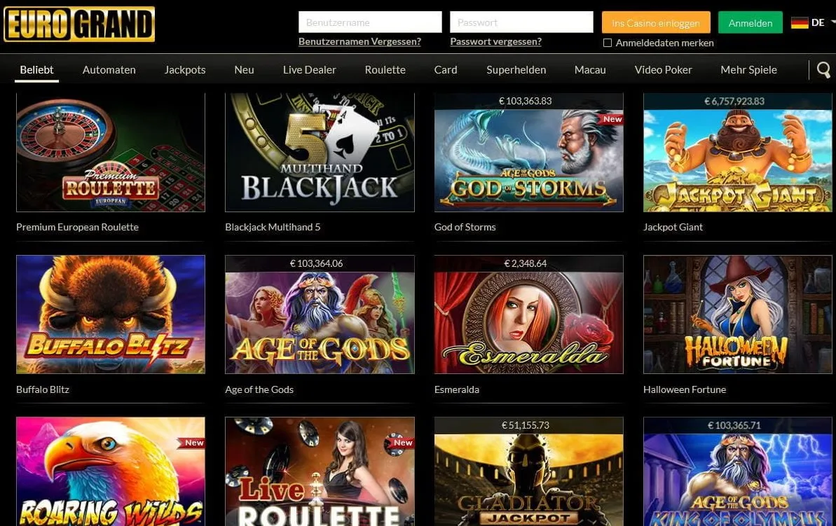 Eurogrand Casino Spielautomaten – über 350 Playtech-Titel für AT-Spieler