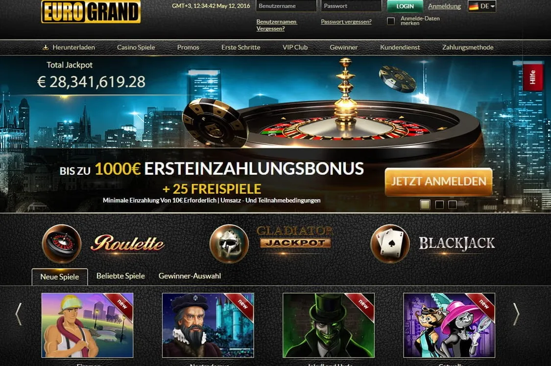Eurogrand Casino Erfahrungen – Login und Kontobewertung für AT-Spieler